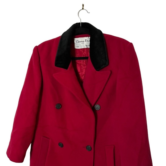 Vintage Christian Dior double breasted wool long coat size 4 - Picture 2 of 15